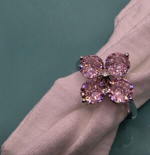 Sterling Silver Size 7. Pink Zirconia Ring. New.